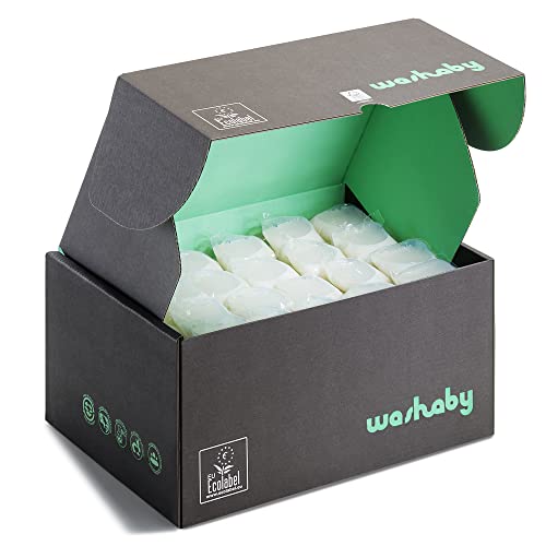 Detergente Ecológico Lavadora | Pack 72 cápsulas | Con Etiqueta EU Ecolabel | Pack Reciclable, Libre de Fosfatos, Cero Residuos y Sin Plástico + Fórmula Vegana | By Washaby (Fragancia Floral)