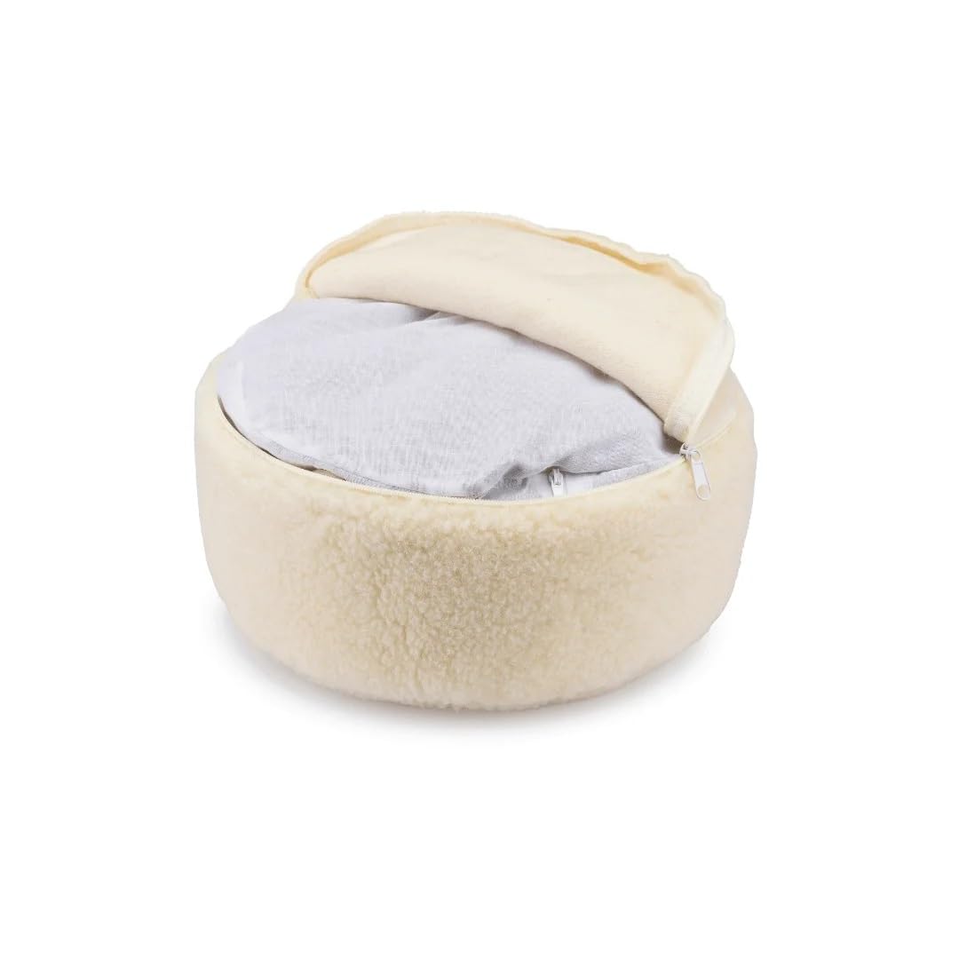 Cuscino da Meditazione Lana Merino, Rotondo Ø 30 cm, Imbottito in Grano saraceno – Ideale per Yoga, Meditazione e Seduta a Pavimento.