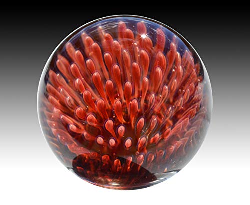 Aaron Slater Anemone Glass Art Marble Red Nautical Implosion Ocean Orb