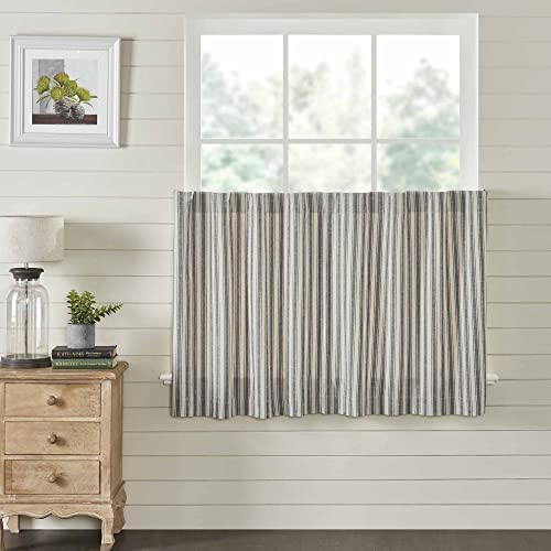 Piper Classics Market Place Gray Ticking Stripe Tier Curtains #TOP1