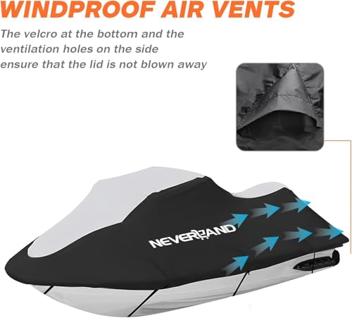 Miniatura 6 de Funda Para Jet Ski Barco Neverland 210d Tela Oxford Impermeable Jet Ski Cover Motora Cubierta Con Protección Uv Para 120 -135