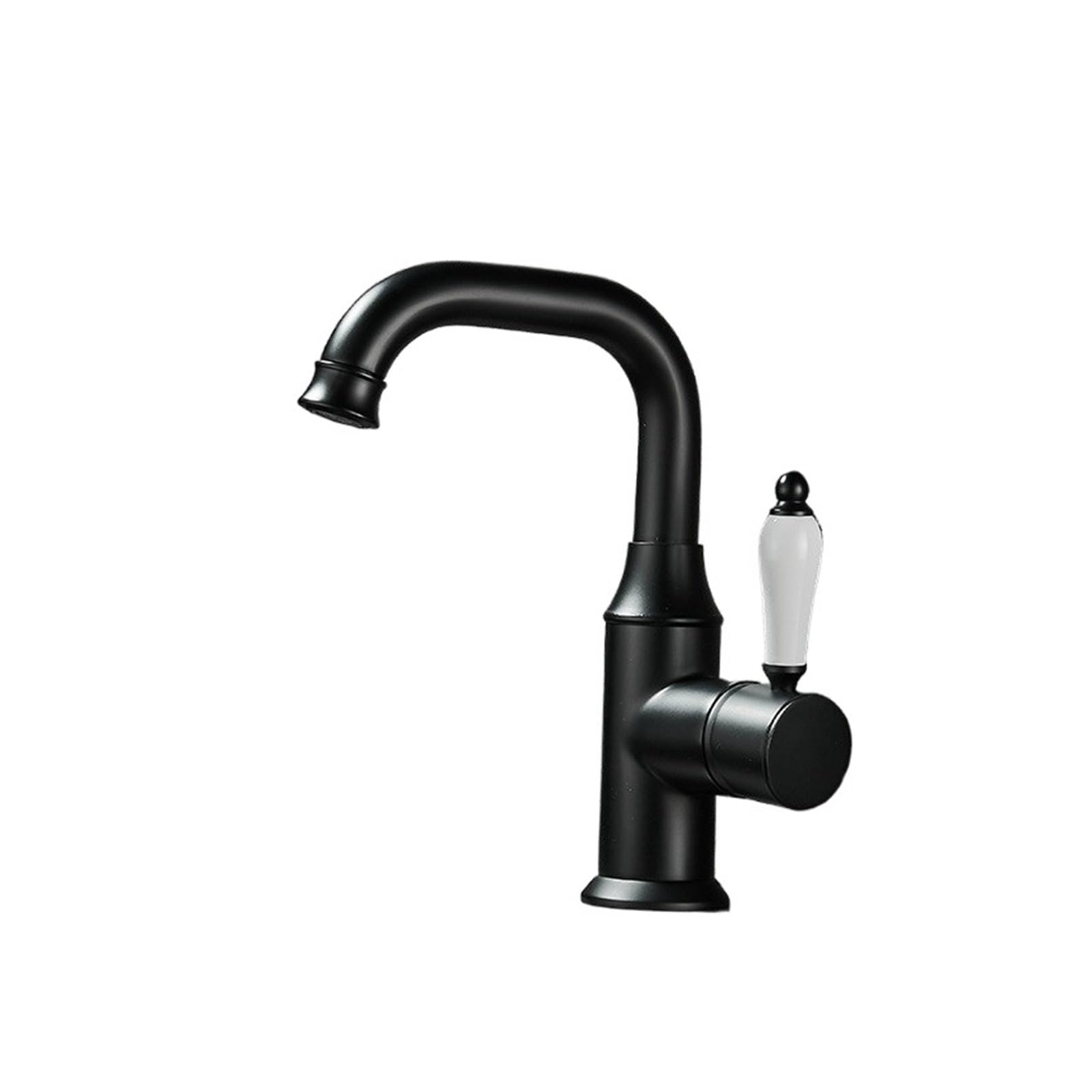 CVFRDD Brushed Gold Basin Faucet Bathroom Deck Mounted Brass Washbasin Mixer Tap, Single Handle Hot Cold Mixer Tap(Nero)