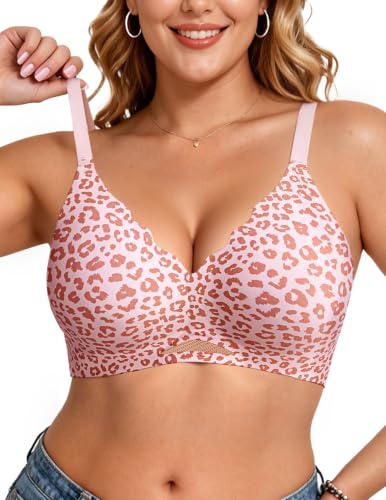 Image of Vertvie Jelly Bras for Women No Underwire Supportive | Seamless Wireless Bralette, Cool Breathable Mesh, Push Up Scalloped V-Neck, Full Coverage Tshirt Bra, Soft Comfortable