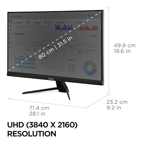 Image of ViewSonic VX3267U-4K 32 Inch 4K Monitor, IPS Display with 65W USB-C and HDR10 for Ultimate Home Entertainment, Eye Care Technology, Ultra-Thin Bezels, HDMI, and DisplayPort Inputs