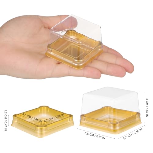 Image of DOITOOL 150 Pack Single Clear Plastic Mooncake Box with Transparent Lids, Square Moon Cake Trays Mooncake Packaging Boxes, Muffins Dome Box Transparent Dessert Boxes (2.1x 2.1x1.5inch)