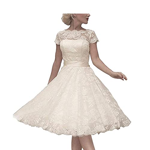 Image of Abaowedding Women's Cocktail Dress Floral Lace Knee Length Short Formal Wedding Bridal Gown