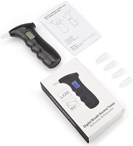 SAKUUMI Breathalyzer, Portable Alcohol Breath Tester with LCD Display Digital Fast, High Accuracy Alcohol Detector with 5Pcs Mouthpieces