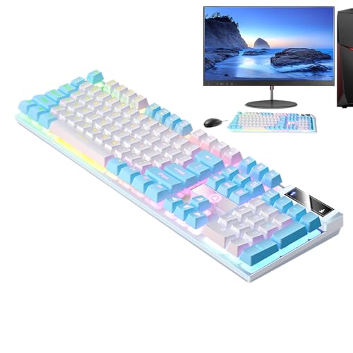 Teclado para Juegos con Cable 104 Teclas – Teclado De Ordenador De Sensación Mecánica Con Retroiluminación RGB, Teclado USB De Escritorio De Tamaño Completo Para PC Portátil Gamer