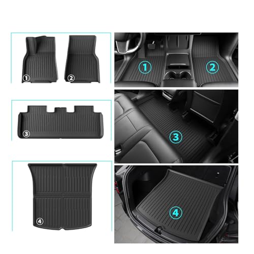 Tapis de sol voiture Model Y ensemble complet noir 3D - 6