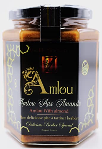 Amlou - Miel d'oranger et à l'huile d'argan biologique - Pâte à tartiner marocaine 100% Pur & Naturelle - Pot de 300g (Amandes Griller) Cover