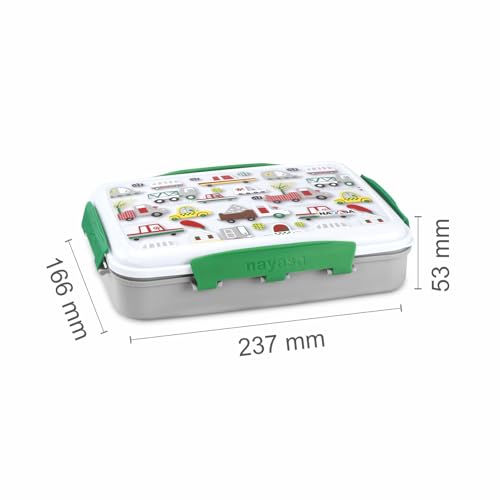 Image of Nayasa On The Go DLX 900 ml BPA Free Plastic Lunch Box | Leak Proof | Spacious Tiffin Box | Durable Food Storage | White