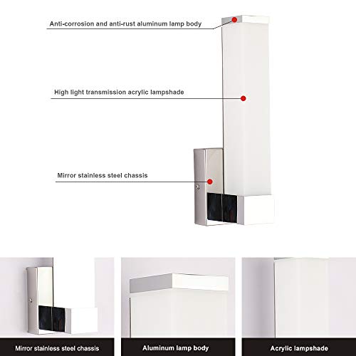 Joosenhouse Modern Beside Sconces Lighting Fixtures Modern Led Wall Light Lamps Indoor Square Bathroom Vanity Lights Chrome Finish… #TOP5