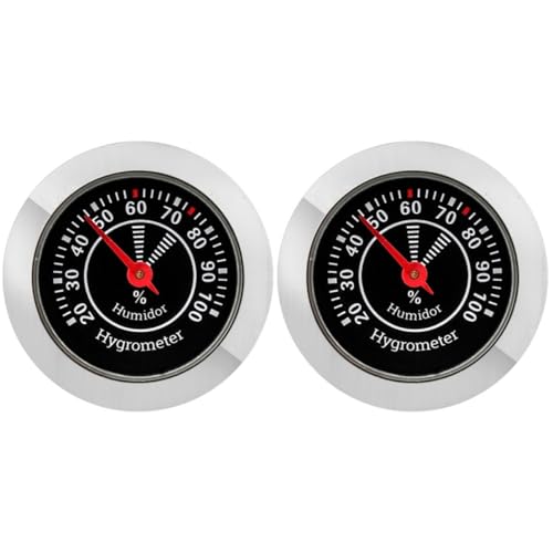 Hemoton 2-Pack Analog Mechanical Cigar Hygrometer for Humidor Round Gauge Accurate Humidity...