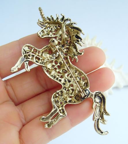 Image of Unique Animal Unicorn Horse Brooch Pin Pendant Austrian Crystal BZ6172