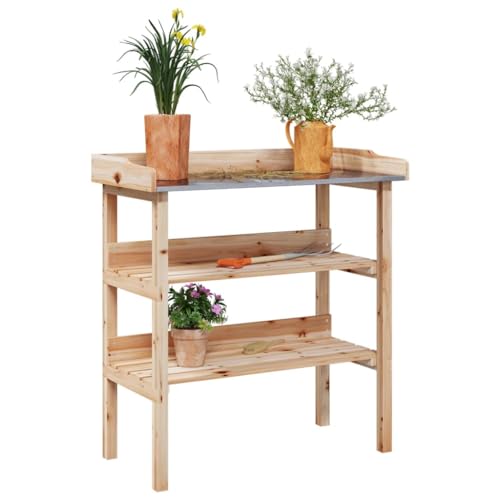ShGaxin Mesa para Plantas con estantes Madera Maciza Abeto 78x38x82,5cm, Invernaderos Huerto, Banco De Trabajo De Jardinería, Banco De Trabajo para Macetas, Mesa De Jardinería - 156352