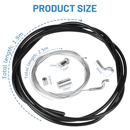 DBREAKS Gasseil Gaszug Reparatursatz Ø1,5mm mit Z-Endstück Kabelmantel Ummantelung Schraubnippel Gaskabel, Universal Bowdenzug, für Rasenmäher Motorbremse