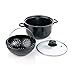 Genius World's Greatest Pot de 3 casseroles avec tamis de 20 cm – Tournez la casserole, égouttez le liquide et restez dans la passoire – Pot de cuisson pour induction électrique Ceran
