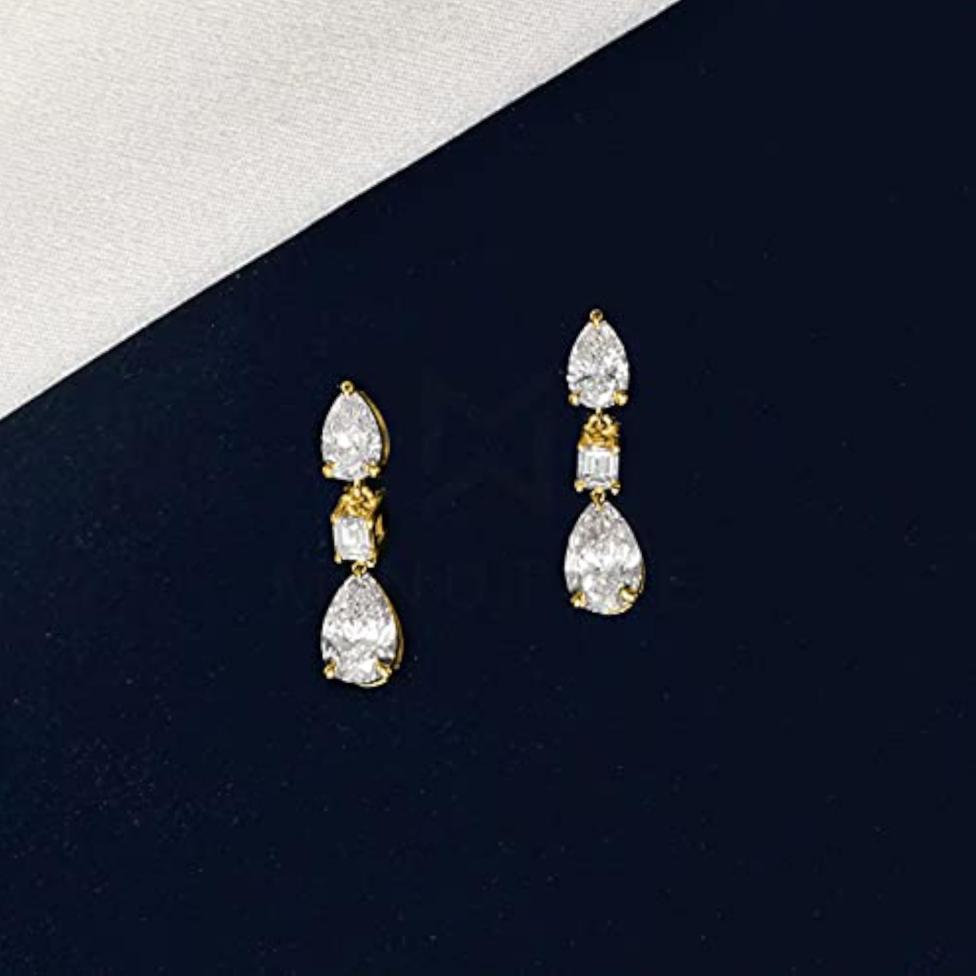Gold Plated Crystal Diamond Drop Earrings, Elegant Gift for Women