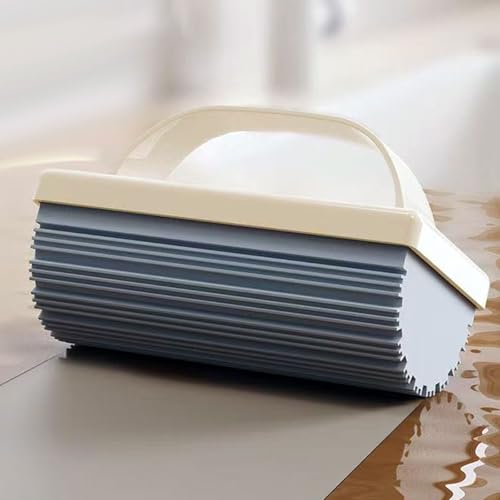 Damp Clean Duster Sponge with Handle Strong Water Absorbtion Resuable Damp Dusting Sponge for Housekeeping,Blinds,Glass, Baseboards,Radiators,Window Track Grooves (1, Off White)