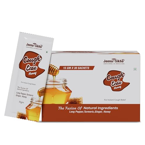 Image of Jeena Sikho Cough Ease Honey | Natural Herbal Honey | Long Pepper, Turmeric, Ginger | For Instant Cough Relief | 30 sachets (15g each)