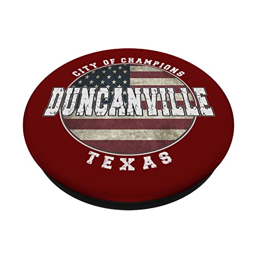 Duncanville Texas, Vintage American flag PopSockets Swappable PopGrip, Black - Image 2