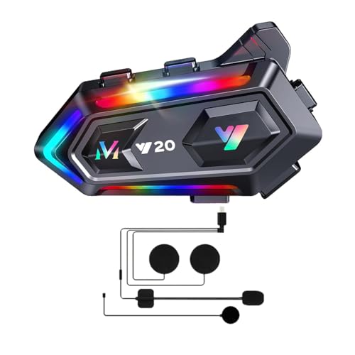 Fasizi Auricolare Bluetooth per Casco da Moto con interfono per 2 Persone, riduzione del Rumore, Impermeabile IPX6 (Due microfoni Morbidi e rigidi in Uno)