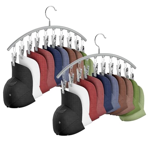 Cuipingoo Hat Hangers for Closet, Metal 2 Pack Hat Organizer Holder for Hanger Closet Display, Hat Racks for Baseball Caps w/10 Clips, Hat Holder for Ball Caps & Accessories, for Men Women, Grey by Cuipingoo - Used condition - US$18.80