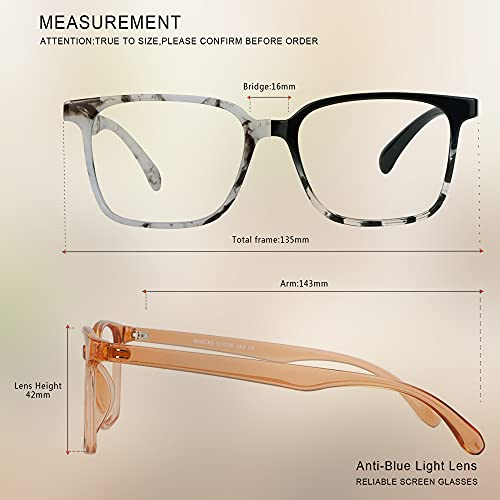 Image of Blue Light Blocking Glasses 3 Pack Square Frame Computer Gaming Reading Glasses Men Women Anti Eyestrain