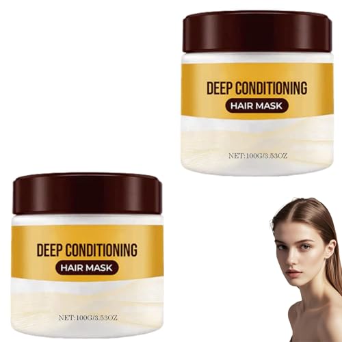 Mascarilla de colágeno, para el cuidado profundo de queratina, con queratina hidrolizada, cuida el cabello dañado, hidrata y mejora la elasticidad, mejora la textura y el brillo (2 unidades)