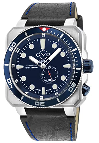 GV2 by Gevril Men XO Submarine Automatic Watch with Stainless Steel Strap, Blue, 24 (Model: 4532L), Silver