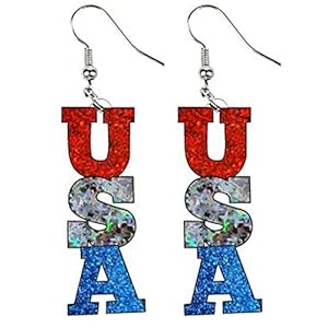 American Flag Earrings for Women Patriotic Independence Day 4th of July Rainbow Drop Dangle Earrings