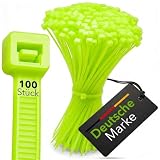 BeBo Technik Fascette stringicavo verde fluo, 2,6 x 100 mm, 100 pezzi, resistenti alle intemperie e stabili per interni ed esterni, organizzazione dei cavi visibile per eventi, club e palcoscenici