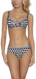 Feba Figurformender Damen Push Up Bikini D1N32L1V2RS4 (Schwarz/Türkis, Cup 70 D/Unterteil 36)
