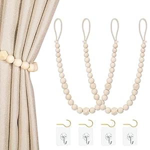 Wood Bead Curtain Tiebacks, KLOGTSI...