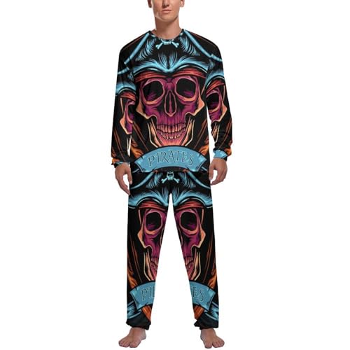 Ensemble de pyjama homme crâne à manche longue avec pantalon vêtements de nuit