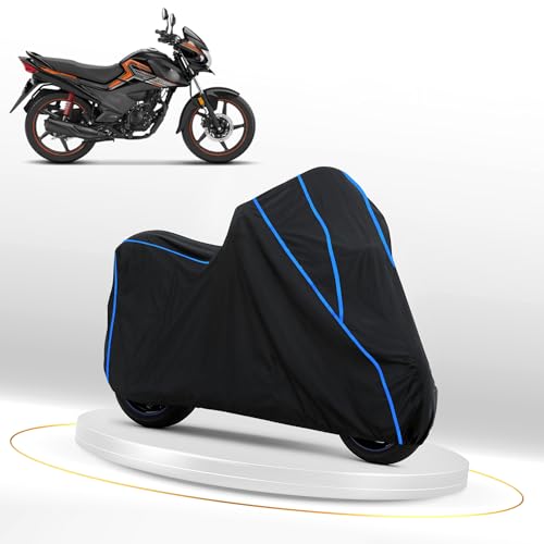 Image of Waterproof Bike Cover for Honda Livo | Heavy Duty Polyester | All-Weather, Dustproof, UV Protection | Triple Stitched Elastic Hem, Snug Fit Black