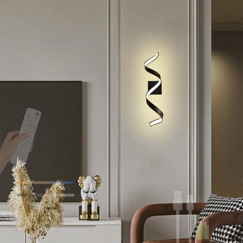 Apliques de pared interior LED negro regulable inalámbrico para iluminación de pasillos y salones