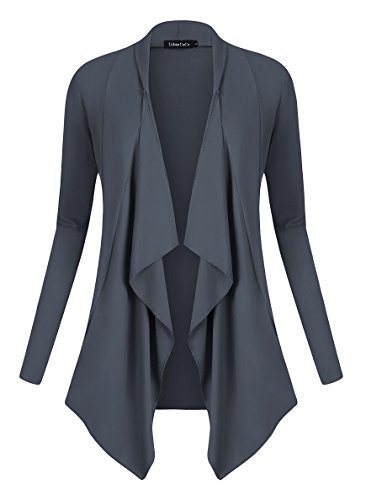Image of Urban CoCo Women's Drape Front Open Cardigan Long Sleeve Irregular Hem