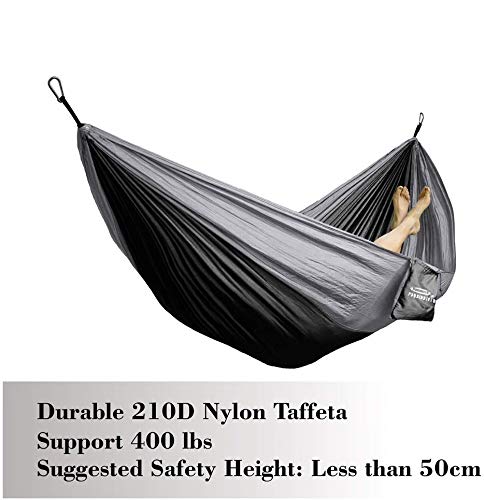 Forbidden Road Hammock Single Camping Portable Parachute Hammock for Outdoor Hiking Travel Backpacking - 210D Nylon Taffeta Hammock Swing - Support 400lbs Ropes Carabiners Included - Thumbnail 3