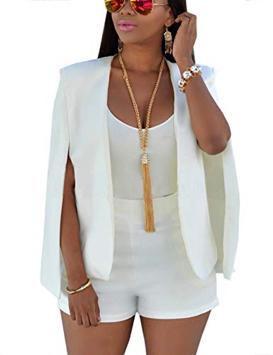 HeLov Open Front Split Sleeve Cape Blazer Women Jackets Long Sleeve Plain Cardigan