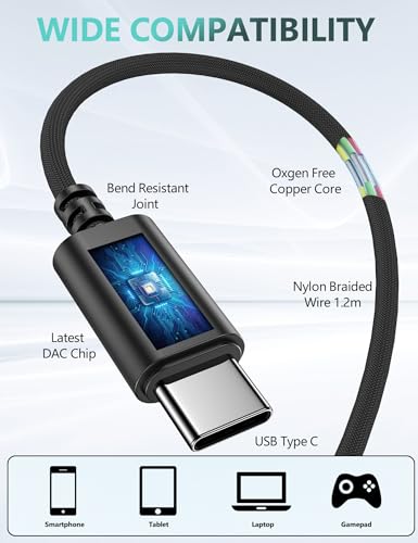 Auriculares con cable para iPhone 16 con cancelación de ruido Android Tipo C 3
