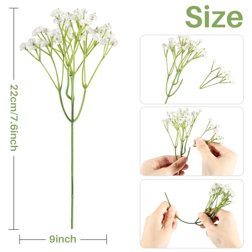 MAQIHAN 10 Baby Breath Artificial Flowers - 7.6" Babies Breath Flowers Artificial Faux Flowers Bouquet White Fores Greenery Real Touch Fake Arrangements Wedding Centerpieces Tables image 2