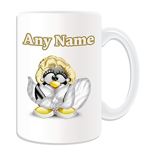 Taza grande de Marilyn Monroe (disfraz de pingüino, diseño de fantasía), color blanco