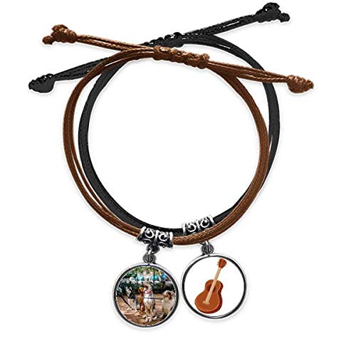 Pulsera de guitarra cuerda mano cadena cuero con perro mascota