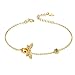 AMTBBK Armband 925 Sterling Silber Honig Königin Bienen Kristal Schmuck Anhänger Armband, Kette Für Damen S925 Sterling Silber Kette Mit Anhänger Biene Und Honigwabe Anhänger,Gold