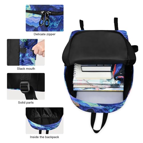 Art Chinese Landscape Print Backpack Set with Lunch Bag, Large Capacity Travel Backpacks and Lunch Box Insulated for Commute Hiking Picnic3