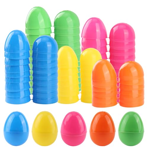 Sunyunze 36 Pièces Oeufs de Paques Plastique Vides Oeufs de Paques a Remplir 6 cm Oeuf Deco pour la Chasse aux Œufs Cadeaux Fête Panier Remplissage