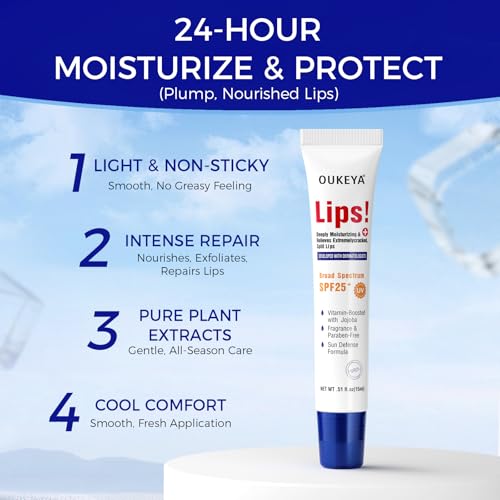 OUKEYA SUN Protect Lip Balm SPF25, Against UVA/UVB Rays with 24H Moisture, with Sunflower Seed Oil, Jojoba Seed Oil, Mint - Image 4