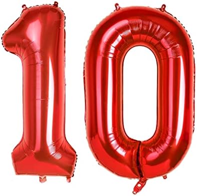 Baby Blue Large Numbers 10 Balloons, 40 Inch Big Helium Foil Number Balloons, 2 Pcs Digital Balloons for Girls Boys 10th Birthday Party Decorations/Anniversary Party Supplies (Number 10, Baby Blue)