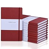 POPRUN 10 Pack Journals Notebooks, 80Gsm Premium Thick Paper Classic Ruled Notebook, Hardcover Lined Journal for Bussiness Writing Home School, Red 5.4'x8.5'